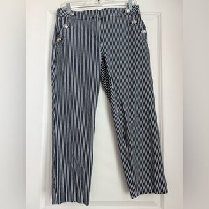 LOFT Navy & White Striped Cropped Sailor Pants